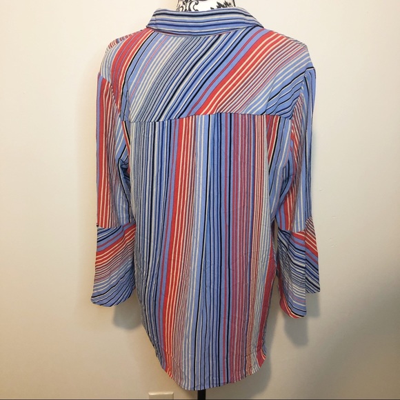 Investments Striped Bell Sleeve Blouse - Picture 4 of 6